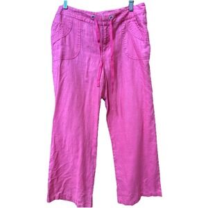 INC International Concepts Women's Size 14 Raspberry Pink Linen Wide Leg Pants